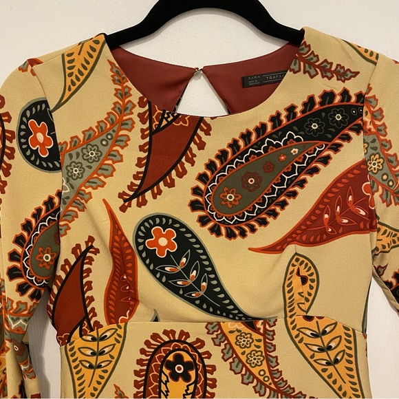 NWT ZARA Floral paisley Long Printed Shirt Dress S Fall Morocco - Picture 2 of 7